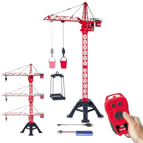 JAMARA 406321 Turmdrehkran Kutter XL 99 IR, Kran ab 6 Jahre, Kinder Spielzeug ferngesteuert mit Fernbedienung, Geschenkidee für Kinder, Lasthaken hoch/runter, Endlose Turmdrehung