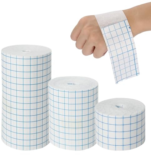 3 Rollen Medizinisches Tape,10 cm x 10 m + 15 cm x 10 m + 5 cm x 10 m Fixierpflaster Rolle,Medizinisches Klebeband(3 Größen,Wasserdichter Bandage Für Rücken Schulter Arme Handgelenke)