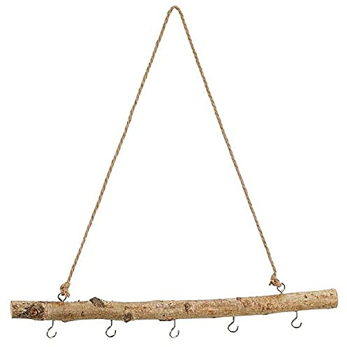 MACOSA CP52308 Deko-AST Birkenholz mit Haken zum hängen Hängeast Holzstange Fensterdeko Holz-Hänger Hängezweig Hängedeko Landhaus Zweig Dekohänger