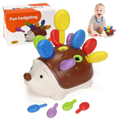 Venditer Steckspiel ab 1 Jahr, Igel Montessori Spielzeug Baby ab 1-3 Jahr, Motorikspielzeug Trainiert Hand-Auge-Koordination Kleinkind Lernspielzeug Kinderspielzeug Geschenk 1 Jahr Junge Mädchen