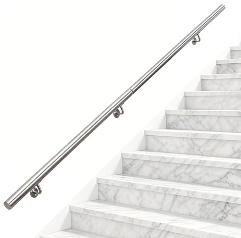 Edelstahl Handlauf, Magtctyae 1M-3M Handlauf Edelstahl Aussen Treppengeländer innen außen Wandhandlauf Wand Treppe, Länge:200 cm