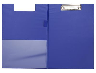MAUL Schreibmappe A4 | Mappe aus Karton mit Folienüberzug zum Zuklappen | Dokumentenmappe A4 mit Fach für Papier | Praktische Dokumententasche zum Aufhängen | Aktenmappe für Büro | Blau