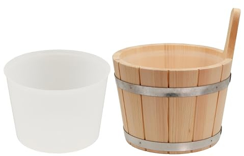 HAF Saunakübel Nadelholz 5 Liter mit Kunststoffeinsatz | Feuchtigkeitsresistenter Aufgusseimer | Hochwertiges Sauna Zubehör | Qualität: Made in Germany