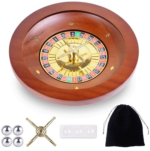 25,4 cm großes Roulette-Rad aus Holz, professionelle Casino-Roulette-Räder aus Massivholz für Erwachsene, mit 4 Roulette-Bällen, perfekt für Heimspielabend und Unterhaltungsparty