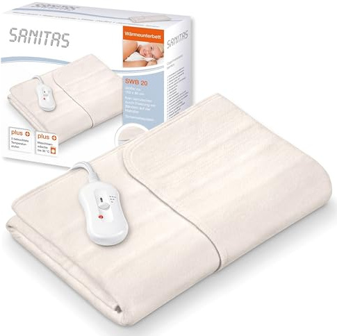 Sanitas SWB 20 Wärmeunterbett aus Vlies | mit Sicherheitssystem und 3 Temperaturstufen | einfache Fixierung auf Bett und Matratze | Waschbar bei 30⁰ | 150 x 80 cm, Beige