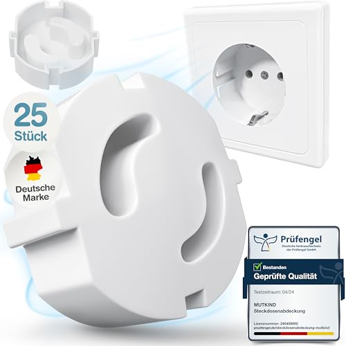 MUTKIND 25x Steckdosen Kindersicherung - (Zum Stecken) Steckdosenschutz Kindersicherung Steckbar - Kindersicherung Steckdose - Steckdosensicherung Baby - Steckdosenabdeckung Weiß