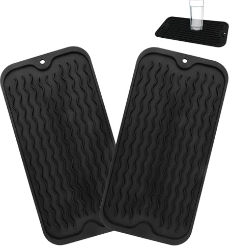 2 pcs Hochwertige Silikon Abtropfmatte 30x15 cm, Rutschfest, Hitzebeständig, BPA-frei, für Geschirr, Pfannen und Spülmaschine, Leicht zu Reinigen, für Küche und Spüle, Abtropfmatte Silikon