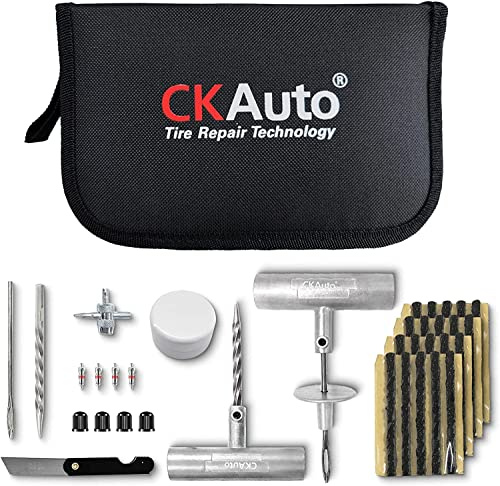 CKAuto 36-Teiliges Reifenreparaturset mit Stopfen, Robust Universal | für die Reparatur von Reifenpannen, Vorteilspack, Reifenflick-Set für PKWs, SUVs, ATV, Traktor,Motorräder, LKWs, Wohnmobile