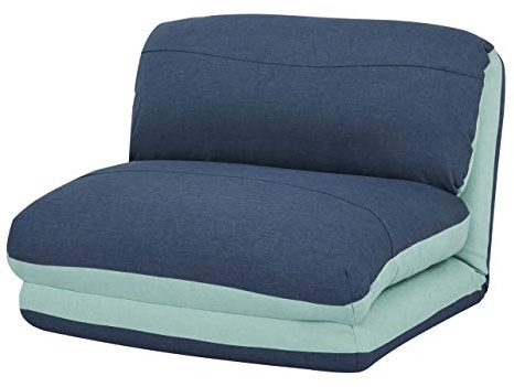 Mendler Schlafsessel HWC-E68 Stoff/Textil - hellblau/dunkelblau | Schlafsofa, Funktionssessel, Klappsessel, Relaxsessel