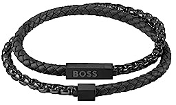 BOSS Jewelry Armband für Herren Kollektion BLENDED aus Edelstahl und Leder - 1580150M
