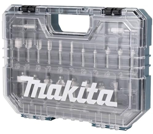 Makita D-74778 Fräser-Set 22-teilig in Kunststoffkoffer, Hartmetall, 8 mm Schaft für Oberfräser, für Holz, EN847