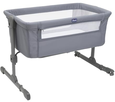 Chicco Next2Me Essential Babybett für Neugeborene, Beistellbett, Kompatibel mit verschiedenen Betten, Höhenverstellbar, Gute Luftzirkulation, Matratze und Tasche inklusive, 0-6 Monate, Grau