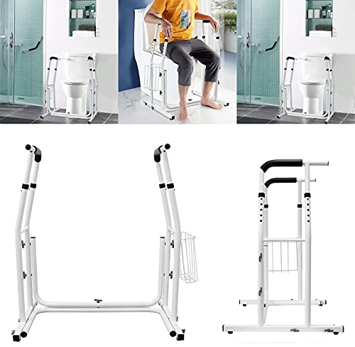 YRHome WC Aufstehhilfe Toilettengestell WC Stützhilfe Höhenverstellbar Toilettenstütze bis 200kg Stützgestell Haltegriff Bad Sicherheit Rahmen