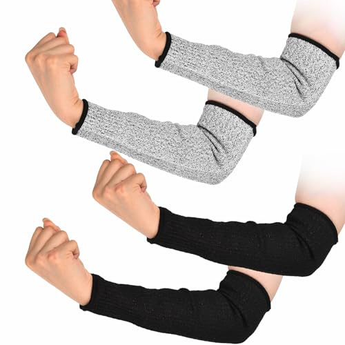 Funnytek 2 Paar Schnittfeste Ärmel, 31cm Schnittfeste Armschützer Unterarmschutz Arm Armschoner Sleeves für Frauen Männer Kochen Gartenarbeit
