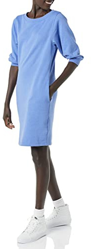 Amazon Essentials Damen Sweatshirtkleid mit Fleece-Blousonärmeln und U-Boot-Ausschnitt (in Übergröße erhältlich), Blau Heide, M
