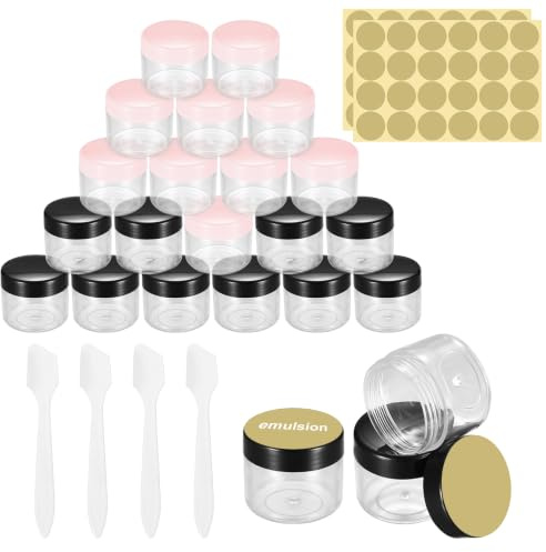 McBlast 20 Stück Leerdose 20g Transparent mit Schraubverschluss | Kleine Cremedose, Tiegel, Ideal für Reise, Lotion, Kosmetik, Klarer Behälter, Kunststoff, Wiederverwendbar