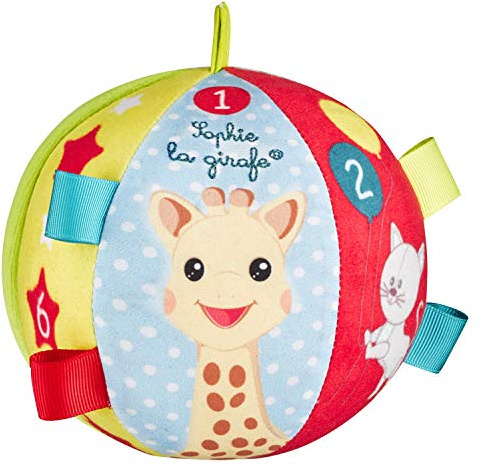 Sophie la Girafe – 100% Textil-Lernball – Ab 3 Monaten – Zahlen 1 bis 6 lernen, Integrierte Rassel – Leuchtende Farben, Verschiedene Texturen – Geschenkidee Baby - Mädchen Junge