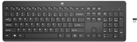 HP 230 Wireless Tastatur – Kabellos, leise, schlankes Chiclet-Design, QWERTZ deutsches Layout, 2,4 GHz Verbindung, langlebige Batterielaufzeit bis 16 Monate, USB-Empfänger, für Windows & macOS
