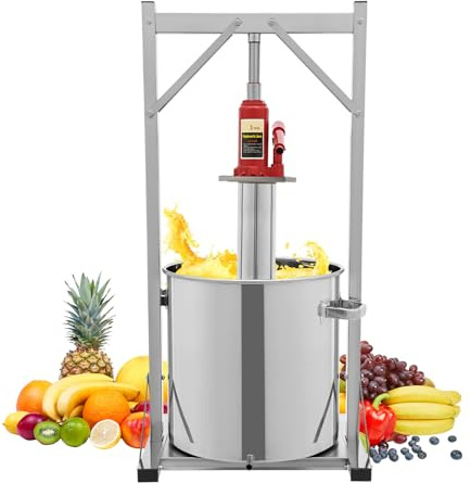 WSIKGHU 36L Obstpresse Apfelpresse Fruchtpresse Maischepresse, Manueller Entsafter für Beeren, Edelstahl-Entsafter mit hydraulischer Presse, manueller Entsafter für Trauben