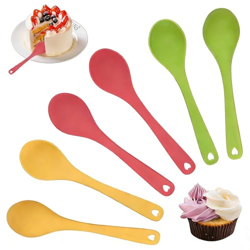 YIHAOH 24 Stück wiederverwendbare Eierlöffel, Bunte Joghurtlöffel, Kleine Löffel aus PP-Material, mit Aufhängeloch Design, leicht zu reinigen, geeignet für Desserts & Getränke