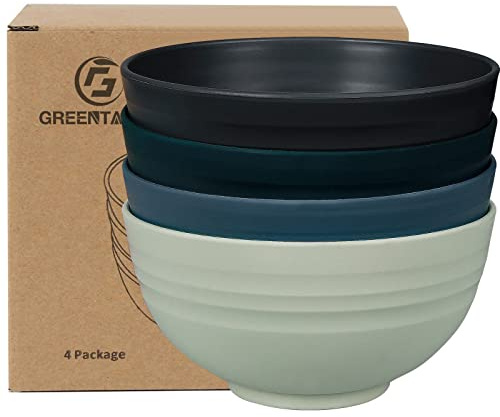 Greentainer Schüssel 24 OZ Müslischalen/Salatschalen, 4er 710ml Unbreakable Cereal Bowls|Obstschale, Suppenschüssel für Kinder und Erwachesene|Leicht & Bruchsicher|Kunststoff