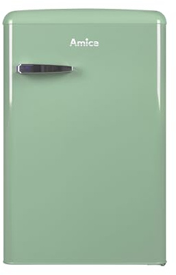 Amica Retro Vollraum-Kühlschrank 120 L 87,5 x 55 x 61,5 cm VKS 15623-1 M | Ohne Gefrierfach, Automatische Abtauung, Safety Glass Ablagen, Chromgriffe, Leiser Betrieb, Flexible Aufstellung