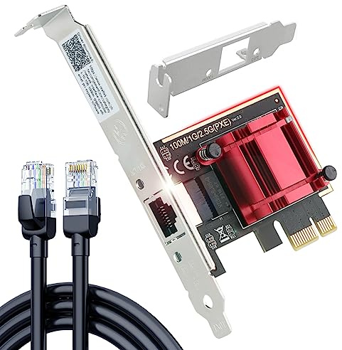 Ubit 2,5 GB PCIe Netzwerkkarte mit 1 m RJ45 Ethernet Patchkabel - PCIe auf 2,5 Gigabit Ethernet Netzwerkadapter, unterstützt Windows 11/10/8.1/8/7, Win Server 2022/2019/2016, Linux
