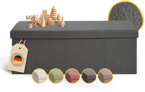 Laleni Sitzbank Mit Stauraum - Geräumige Truhenbank 110x38 cm - Bettkasten Sitztruhe - Bequemer Hocker - Sitzhocker für Kinder - Sitzbox in Anthrazit