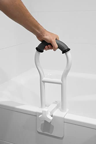 KMINA - Einstiegshilfe Badewanne Gepolstert Senioren, Haltegriffe Badewanne ≥9 cm, Haltegriff Bad Weiß, Ein und Ausstiegshilfe Grau