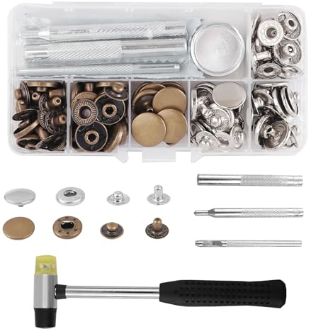 BOBOZAN 30X15 mm Stück Druckknöpfe Set（Druckknöpfe mit Zange）,2 Farben Kupfer Druckknopf ohne Nähen, für Leder, Kleidung, Brieftasche, Handtasche
