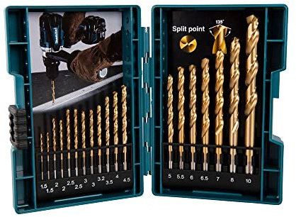 Makita B-67795 Metall-Spiralbohrer-Set 1.5 mm, 2.0 mm, 2.5 mm, 3.0 mm, 3.2 mm, 3.5 mm, 4.0 mm, 4.5 mm, 5.0 mm, 5.5 mm,