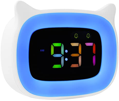 Seutgjie Kinderwecker für Schulanfänger Mädchen Jungen, Digitaler Wecker Kinder mit Nachtlicht 18 Klingeltöne Dual Alarms Snooze Modi 12/24 Stunden Kinder
