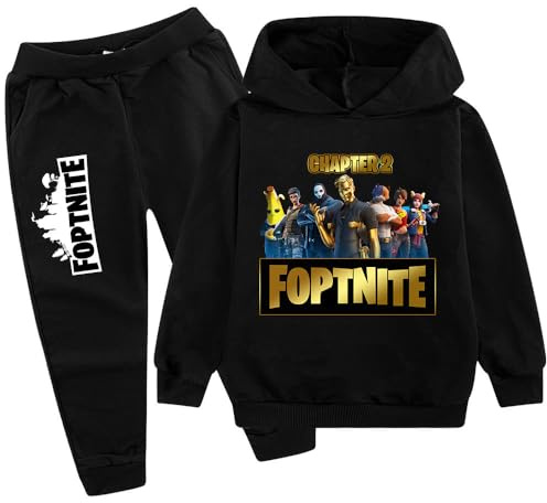 zhaojiexiaodian Sportanzug für Kinder mit 3D-Cartoon-Print,Freizeitpullover für Kinder Hose (DE/NL/SE/PL, Numerisch, 150, Regular, Schwarz C)
