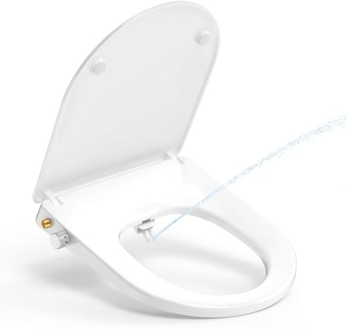 YEAUPE PRO WC Sitz mit Bidet, WC Sitze mit Absenkautomatik, nicht elektrisch, mit selbstreinigenden Doppeldüsen,separate Rückseite und weibliche Reinigung (Weiß D), 44 * 37 * 8,3CM