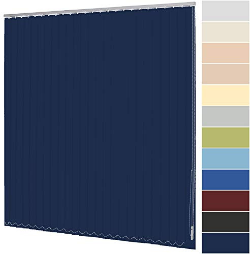 Lamellenvorhang nach Maß Vertikaljalousie 89 mm für Tür und Fenster viele Farben Maßanfertigung Wand- und Deckenmontage Jalousie Lamellen Rollo (Breite 160,1-180 cm x Höhe 100,1-120 cm, Marineblau)
