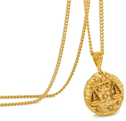 Kette Herren, Halskette mit Sternzeichen Anhänger für Herren, Edelstahl 12 Sternbild Kette, Astrologie geprägte Anhänger Halskette,Ideale Geburtstag Geschenkideen für Damen und Herren