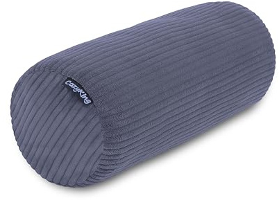 Nackenrolle Cord Grau Nackenkissen Öko-Tex 100 zertifiziert und 40°C waschbar - Nackenstütz-Kissen mit Bezug, rund für Auto, Flugzeug, auf Reisen oder zum Lesen und Relaxen zu Hause - 15x40 cm
