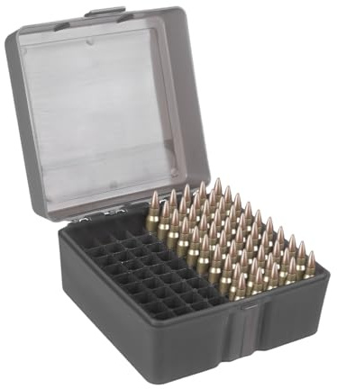 FUNANASUN Patronenbox, Munitionsbox für 5,56-mm-Geschosse， Munitionskiste aus Robustem Kunstoff, Große Kapazität Munitionstaschen Kann 100 Schuss Munition Aufnehmen
