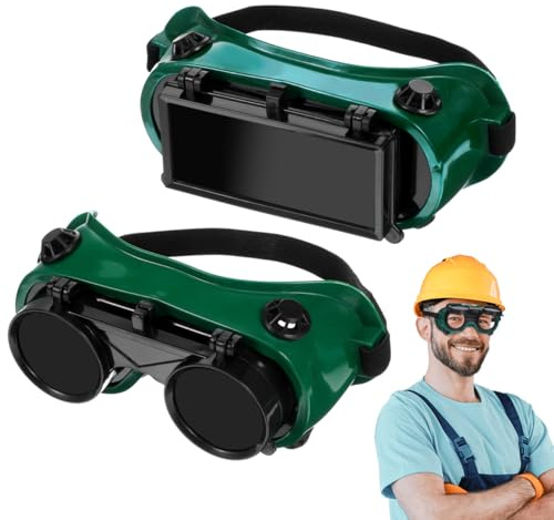 Angoily 2 StüCk Schweißerbrille mit Klappmechanismus - Professionelle Schutzbrille für Schweißen, Schleifen & Schneiden - Kompatibel mit Korrekturbrillen - Robuste Arbeitsbrille mit Belüftung