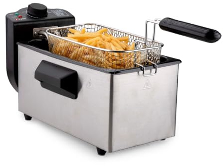 alpina Fritteuse - 1 Korb - 3 Liter - 2000 Watt - Thermostat bis 190 °C - Edelstahl