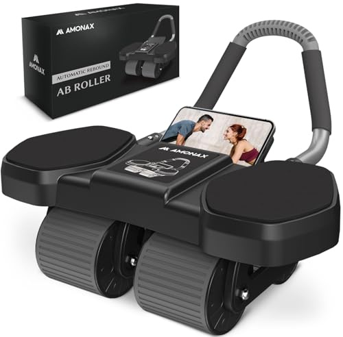 Amonax Bauchtrainer, Bauchroller Bauchmuskeltrainer, Vier-Rad Ab Wheel Mit Ellbogenstütze, Automatischer Ab Roller Für Bauchmuskel Trainingsgeräte,Gym Bauch Roller Trainer Für Männer Und Frauen