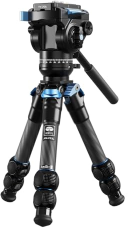 SIRUI AM-223L+VA-5 Carbon Mini-Stativ, Fluidkopf, Nivellier, 31cm/3kg | Carbon-Mini-Stativ mit Fluidkopf und Nivellierbasis, 31cm Faltmaß, 3kg Traglast, für Video- und Tischaufnahmen
