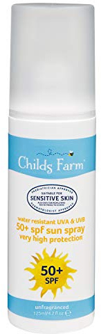 Childs Farm - Kinder LSF 50+ Sonnenmilch Spray Feuchtigkeitsspendende empfindliche Haut 125ml