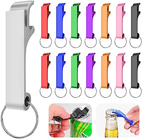 Sinofort 24 Stück Flaschenöffner Schlüsselanhänger, 8 Farben Bieröffner Schlüsselring, Aluminium Flaschenöffner mit Schlüsselring, Multifunktionaler Bottle Opener für Bar Party Camping und Familie