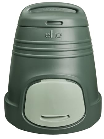 Elho Green Basics Komposter 200L - Komposter Garten - 100% Recyceltem Plastik - Ø L 66.6 x B 65.0 x H 72.5 cm - Grün/Laubgrün