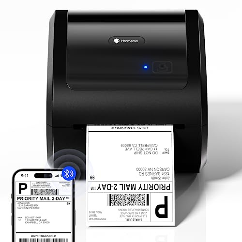 Phomemo D520BT Versandetiketten Drucker 4x6,Bluetooth Etikettendrucker DHL | Label Printer für Barcode, Thermodrucker Kompatibel mit Vinted, Amazon, Etsy, Shopify, UPS, FedEx etc, Schwarz