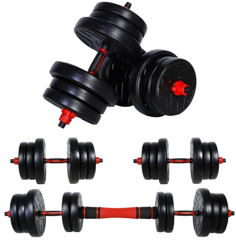 CCLIFE Hantelset 20/30/40 kg 2er Kurzhanteln verstellbar ohne Stahlrohr | 2 verstellbare Kurzhanteln mit Verbindungsstahlrohr, Gewicht je nach Variante 20/30/40 kg für Fitness und Krafttraining