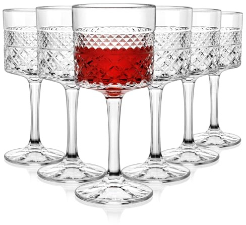 Cambareign Weingläser 6er-Set, Quadratische Kristall Rotweingläser, Bleifreie Weißweingläser mit Langem Stiel, Geschenke zur Hochzeit Geburtstag