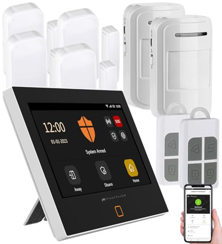 VisorTech Alarmsystem: 9-teiliges WLAN/4G-Alarmanlage-Set mit 2 Fernbedienungen & 6 Sensoren (Hausalarmanlagen, Alarmanlage Haus Funk, Wohnwagen)