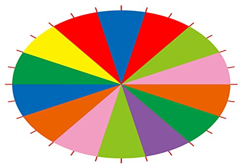 SPYMINNPOO Regenbogen Schwungtuch, 3/3,6/6 Meter Bunt Fallschirm für Kinder Spielzeug, Mehrfarbiges Partyspiel Fallschirmspiel für Kinder Familie Outdoor Spiel (6 Meter)